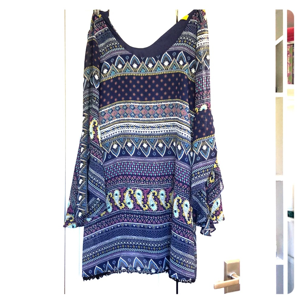 Blue dress wirh designs